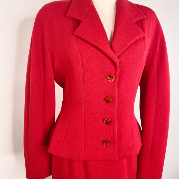 Vintage Archival Chloe - Red 2-Piece Skirt Designer Suit - Picture 7 of 12